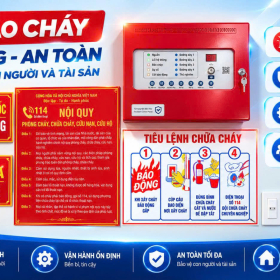 Tủ trung tâm và nút nhấn khẩn của hệ thống báo cháy tại Long Phát