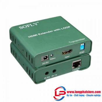 Bộ kéo dài HDMI Sofly 50 mét bằng cáp mạng tích hợp chia 2 HDMI