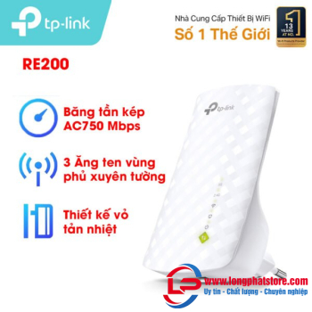 Bộ mở rộng sóng Wifi TP-Link RE200 Chuẩn AC 750Mbps