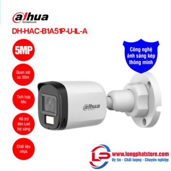 Camera HDCVI 5MP DAHUA DH-HAC-B1A51P-U-IL-A
