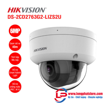 Camera IP Dome 6MP Hikvision DS-2CD2763G2-LIZS2U