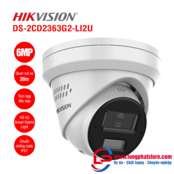 Camera IP Turret 6MP Hikvision DS-2CD2363G2-LI2U