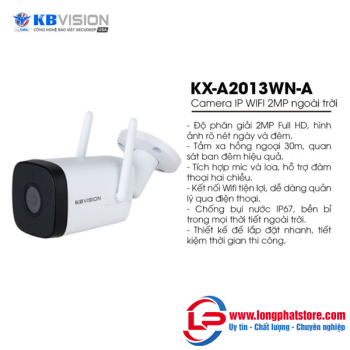 Camera IP WIFI 2MP thân ngoài trời KBVISION KX-A2013WN-A