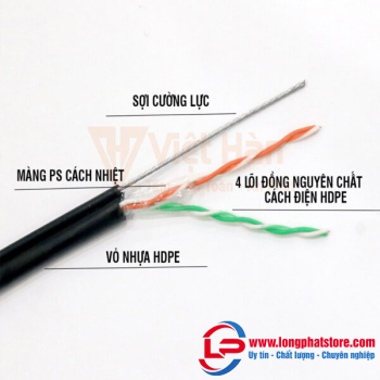 Cáp điện thoại 500m Việt Hàn CAT3 25AWG + Cường lực HDPE