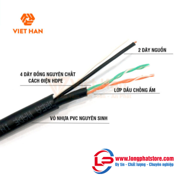 Cáp điện thoại 305m Việt Hàn CAT3 25AWG + nguồn