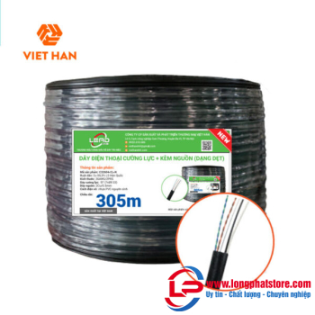 Cáp điện thoại 305m Việt Hàn LEAD CAT3 26AWG cường lực + Nguồn