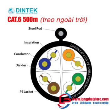Cáp mạng Dintek CAT.6 500m treo ngoài trời (1101-04017)