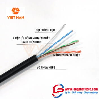 Cáp mạng 305m Việt Hàn CAT.5E UTP 25AWG HDPE + Cường lực