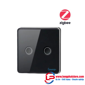 Công tắc cảm ứng mặt lõm vuông 2 nút Goman GM-ZB342-US Series 2