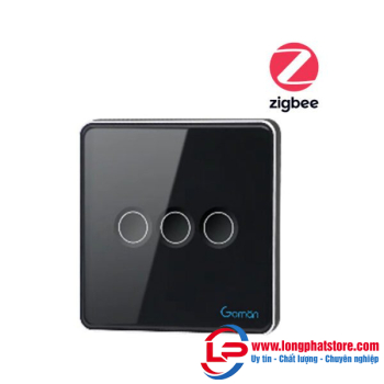 Công tắc cảm ứng mặt lõm vuông 3 nút Goman GM-ZB343-US Series 2