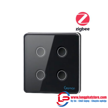 Công tắc cảm ứng mặt lõm vuông 4 nút Goman GM-ZB344-US Series 2