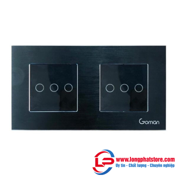 Công tắc đèn thường mặt đôi 3 nút GOMAN GM86-N2DB3S/B/G