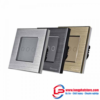 Công tắc đèn thường mặt nhôm 3 nút GOMAN GM-N3G86-233S/B/G