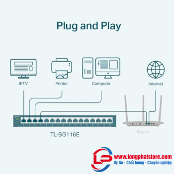 Easy Smart Switch 16 cổng Gigabit TP-LINK TL-SG116E