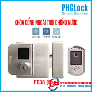 Khóa cổng vân tay cao cấp ngoài trời PHGLock FE38 (Bạc)