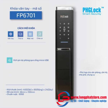 Khóa cửa vân tay cho căn hộ sang trọng PHGLOCK FP6701