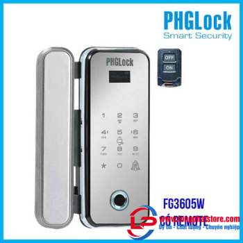 Khóa cửa vân tay cho cửa kính PHGLOCK FG3605W-MS Mica Bạc remote