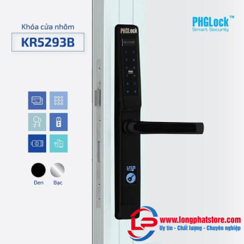Khóa cửa vân tay cho cửa nhôm PHGLOCK FP5293 (Đen)