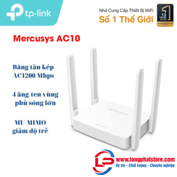 Router Wi-Fi Băng Tần Kép AC1200 Mercusys AC10