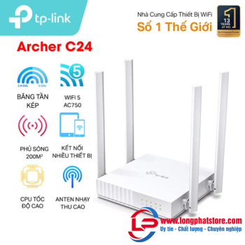 Router Wi-Fi Băng Tần Kép AC750 TP-Link Archer C24