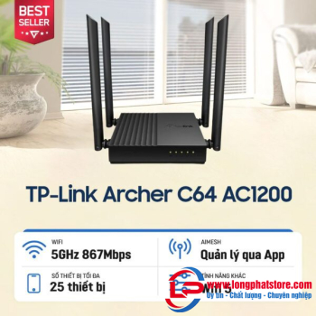 Router WiFi Băng Tần Kép AC1200 TP-LINK Archer C64