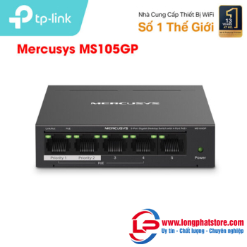 Switch 5 Cổng Gigabit với 4 Cổng PoE+ Mercusys MS105GP