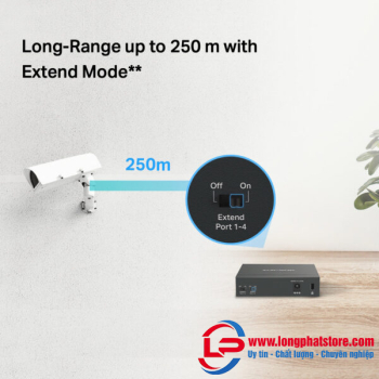 Switch 5 Cổng Gigabit với 4 Cổng PoE+ Mercusys MS105GP