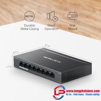 Switch 8 Cổng Gigabit với 7 Cổng PoE+ Mercusys MS108GP