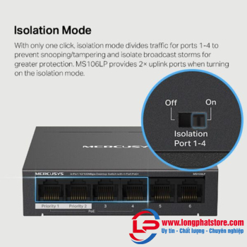 Switch Để Bàn 6 Cổng 10/100M Mercusys MS106LP
