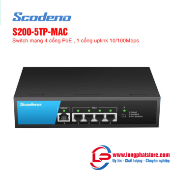 Switch mạng 5 cổng SCODENO S200-5TP-MAC (4 cổng PoE)