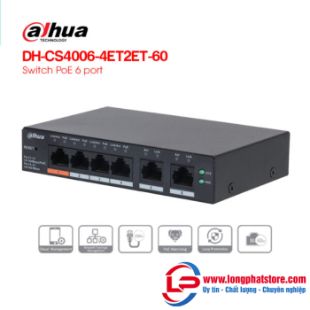 Switch PoE 6 port DAHUA DH-CS4006-4ET2ET-60