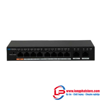 Switch POE 8 cổng KBVISION KX-ASW08-P2 (Hỗ trợ 2 cổng mạng)