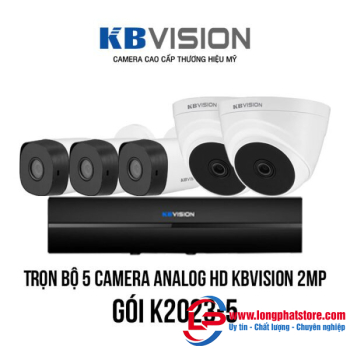 Trọn bộ 5 camera Analog HD KBVISION 2MP giá rẻ [K2023-5]